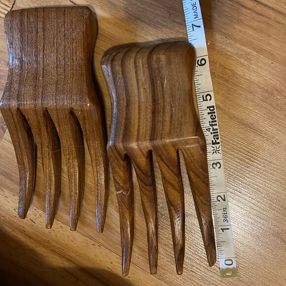 Vintage monkey pod wood salad bowl set-10 serving bowls natural wood kitchen MCM - Picture 7 of 11